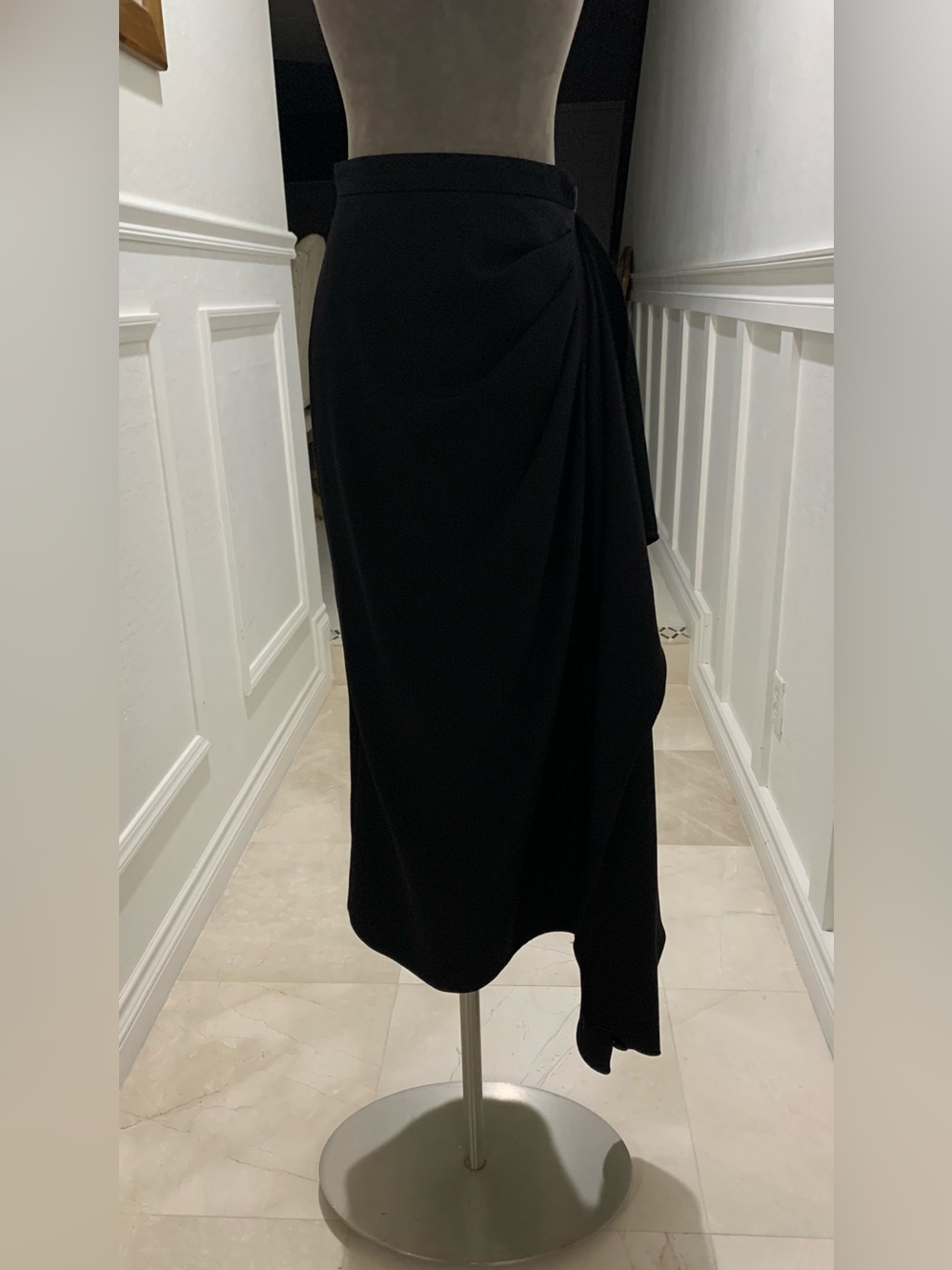 Erdem Black Draped Midi Skirt - Classic Women's Skirt Size 0 US
